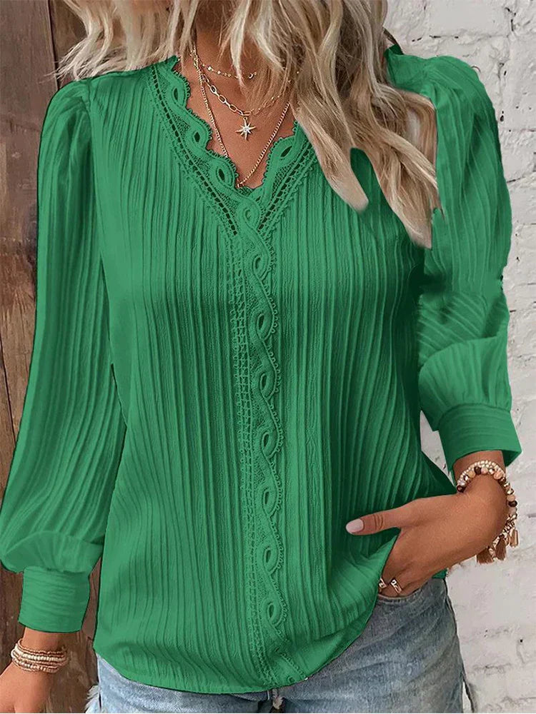 Emma | Lace-Trimmed Chiffon Blouse