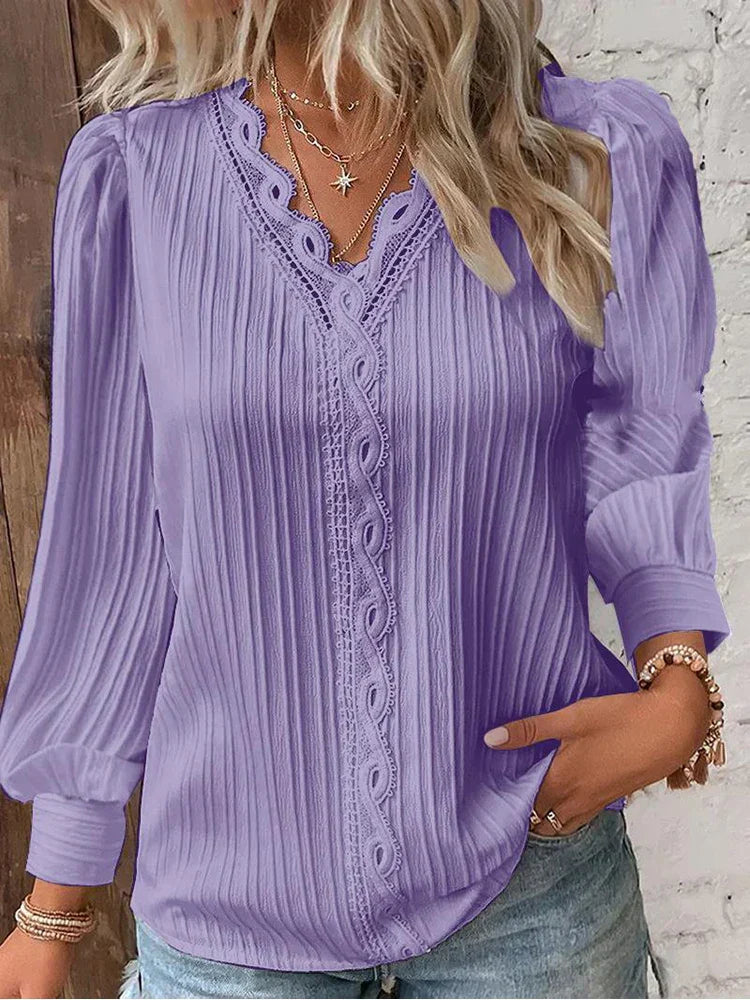 Emma | Lace-Trimmed Chiffon Blouse
