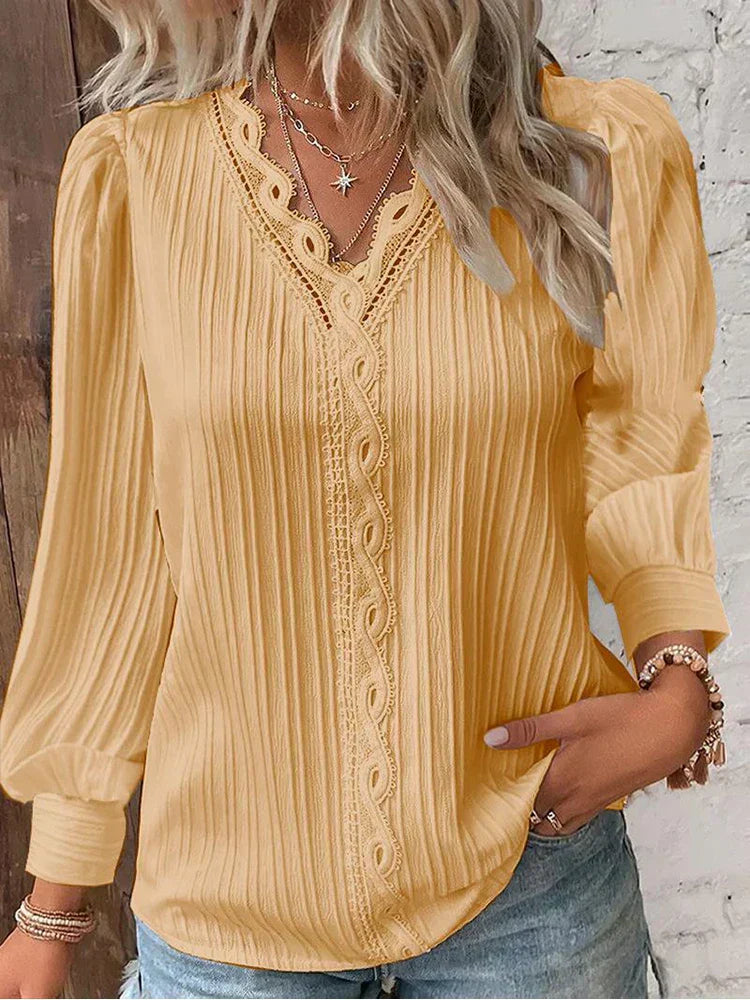 Emma | Lace-Trimmed Chiffon Blouse
