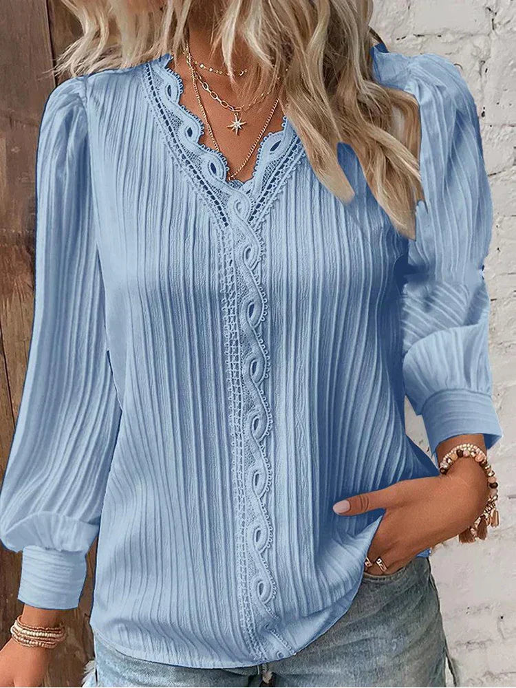 Emma | Lace-Trimmed Chiffon Blouse