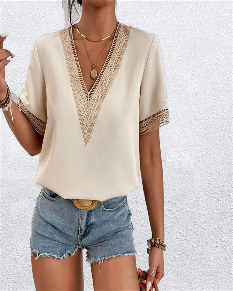 Tereza | V-Neck Lace Top