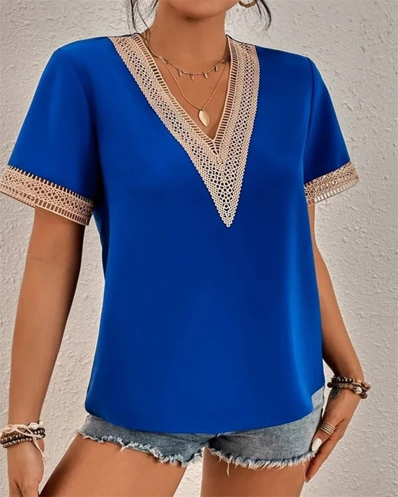 Tereza | V-Neck Lace Top